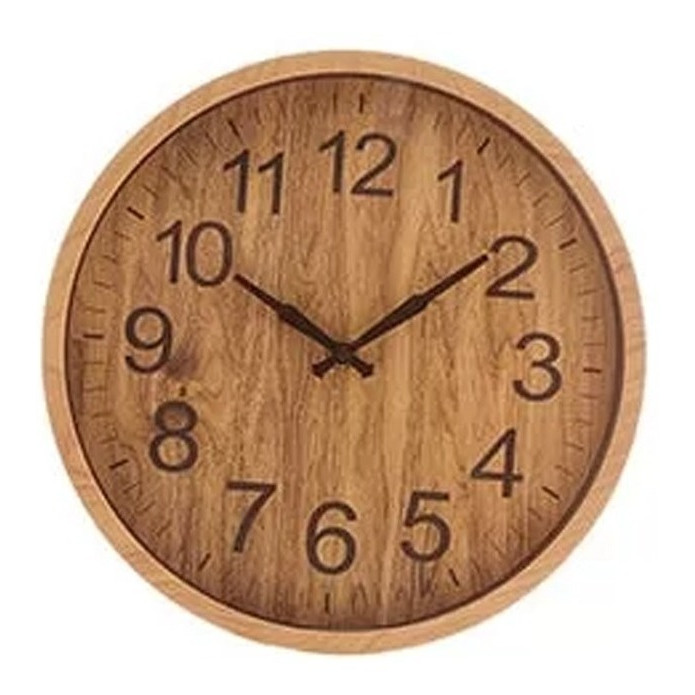 Relógio de Parede 30cm Estilo Madeira Rústico Wood Lyor 1540 – Marrom, ideal para decorar ambientes.