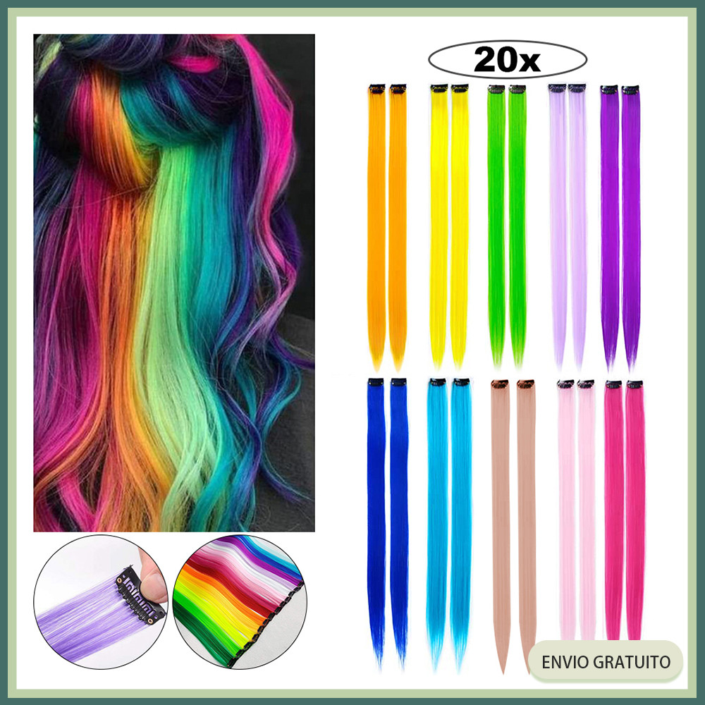 20x peruca colorida peruca extensão de cabelo pendurado orelha tingimento peruca simulação de branqueamento e tingimento