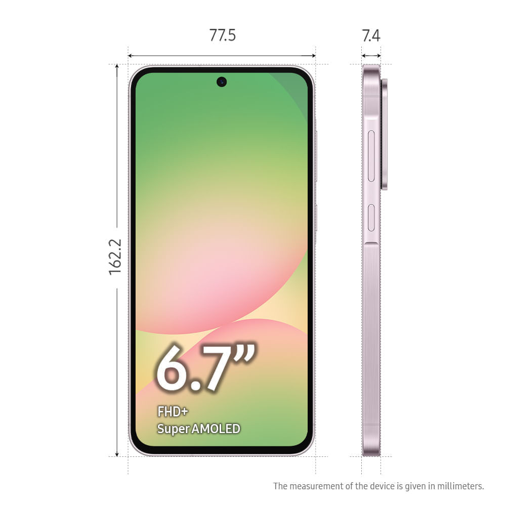 Detalhes do A56 5G (128GB) - Rosa + Galaxy Fit3 - Grafite