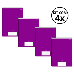 Kit Com 4 Caderno Brochura 96 Fls Pautado Capa Dura - Stiff KITS:KIT 06