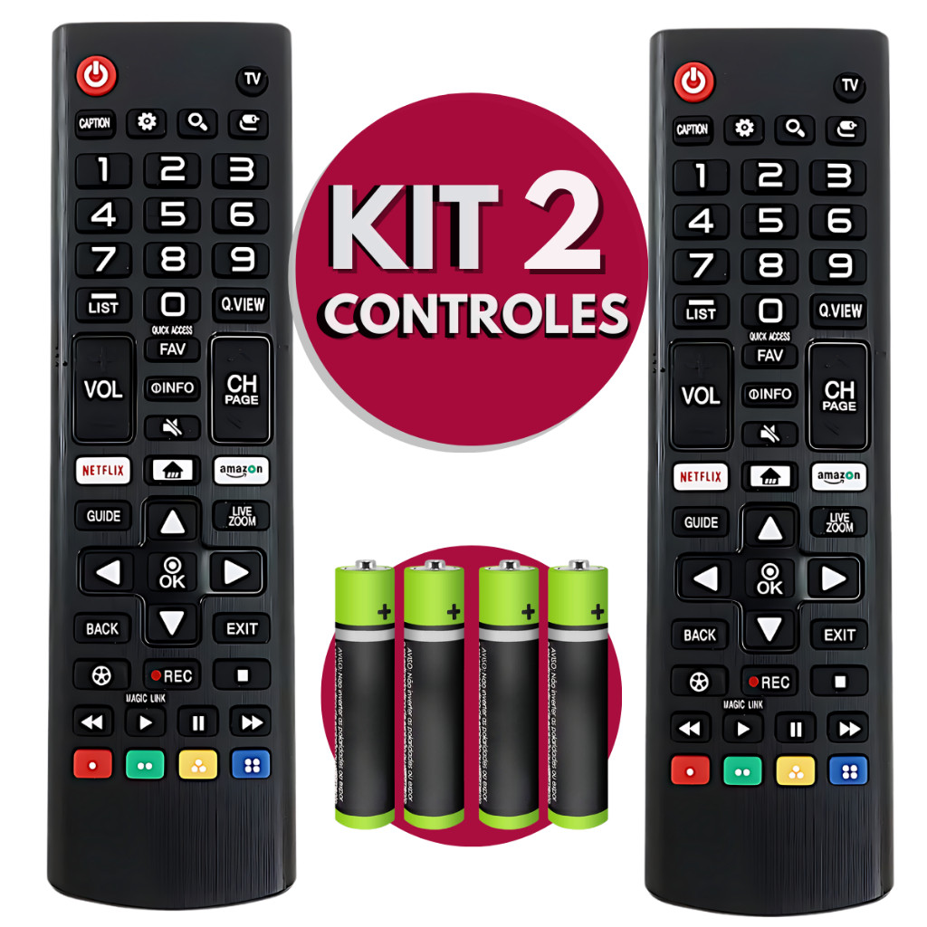 KIT Controle Genérico Para TV LG Compatível Com Smart 4K LED LCD 24 32 40 43 50 55 65 Polegadas