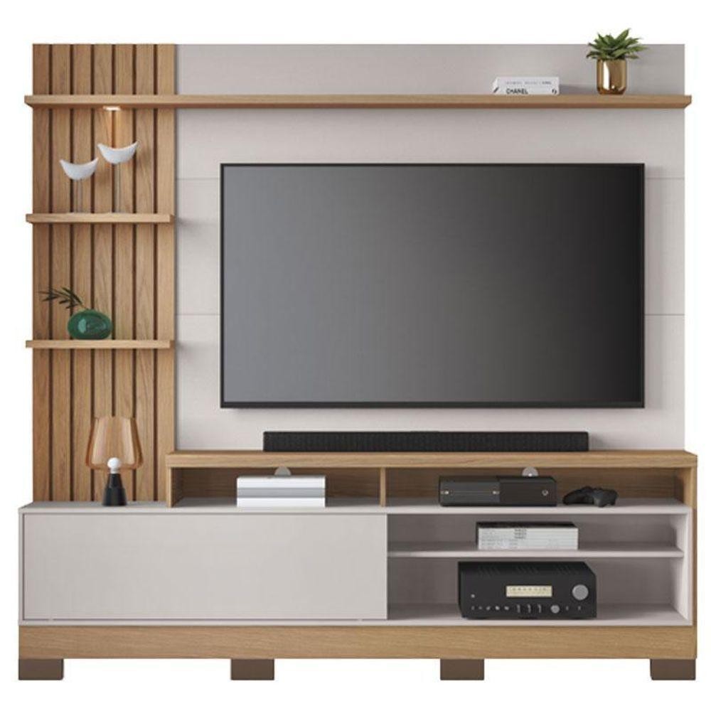 Estante Home Theater Maceió Com Pés Freijó Off White – Colibri