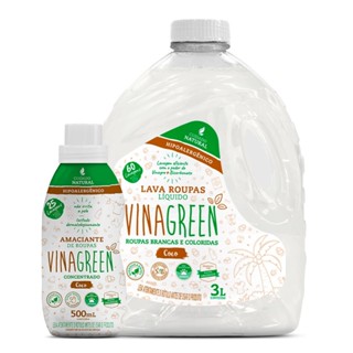 Combo Vinagreen Lava Roupas Liquido de Coco 3 l + Amaciante de Coco Concentrado 500 ml em Oferta na Shopee