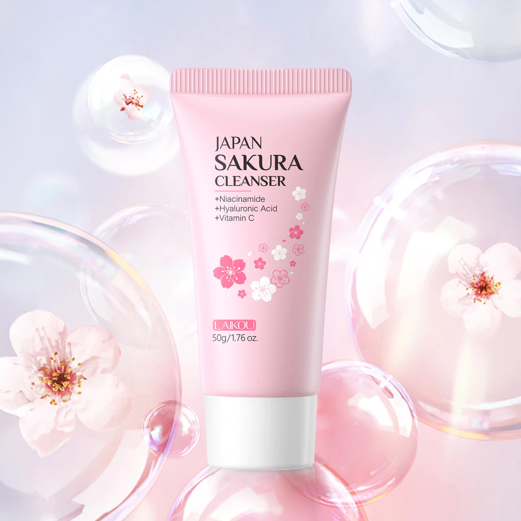 LAIKOU Sakura Limpador Facial Controle De Óleo De Limpeza Remover De Cabeça Preta 50g — imagem 1