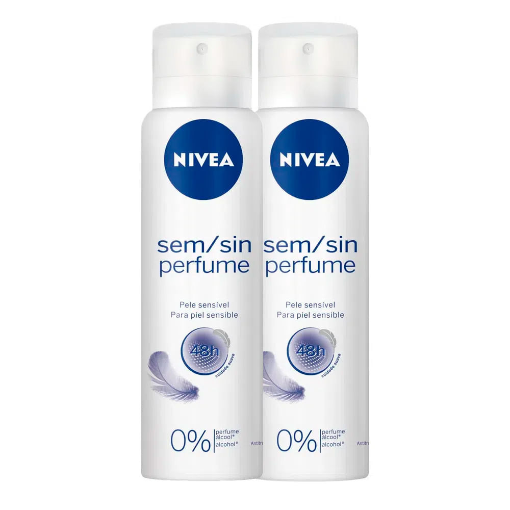 Kit 2 Desodorante Antitranspirante Aerosol Nivea Sem Perfume 150ml - Beauty