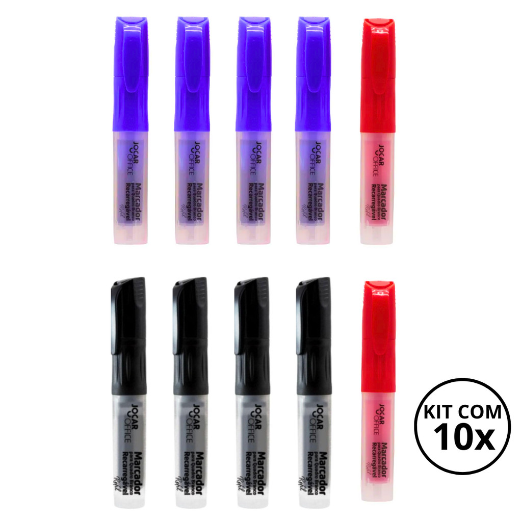 Kit Com 10 Marcadores Para Quadro Branco Recarregável- Jocar em Oferta na Shopee