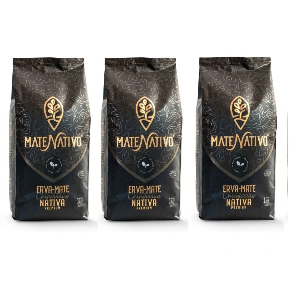 3 Erva Mate Chimarrão MATE NATIVO PREMIUM nativa 1kg