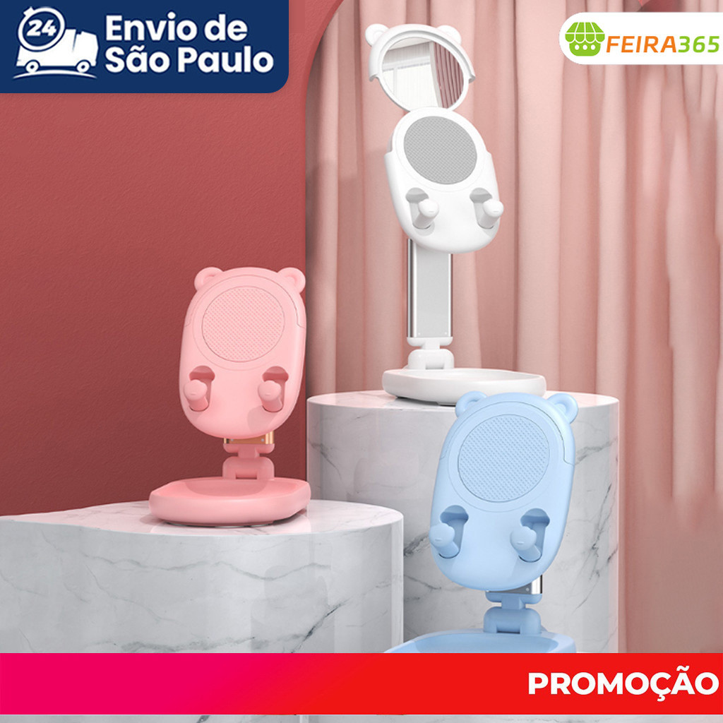 Supporte multifuncional para celular, prático para assistir a séries e usar o smartphone, com espelho embutido