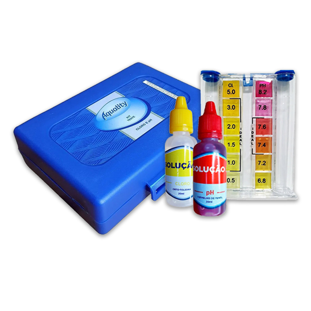 Kit Teste Ph e Cloro Estojo Medidor Análise Reagentes Para Piscinas Aquality em Oferta na Shopee