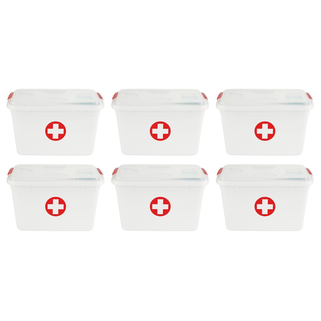 Kit 6 Caixa de Primeiros Socorros Branca Plastica 5L Armazene Remédios e Itens Médicos
