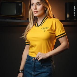 Camisa Cropped Copa Brasil Amarela Oficial em Oferta na Shopee