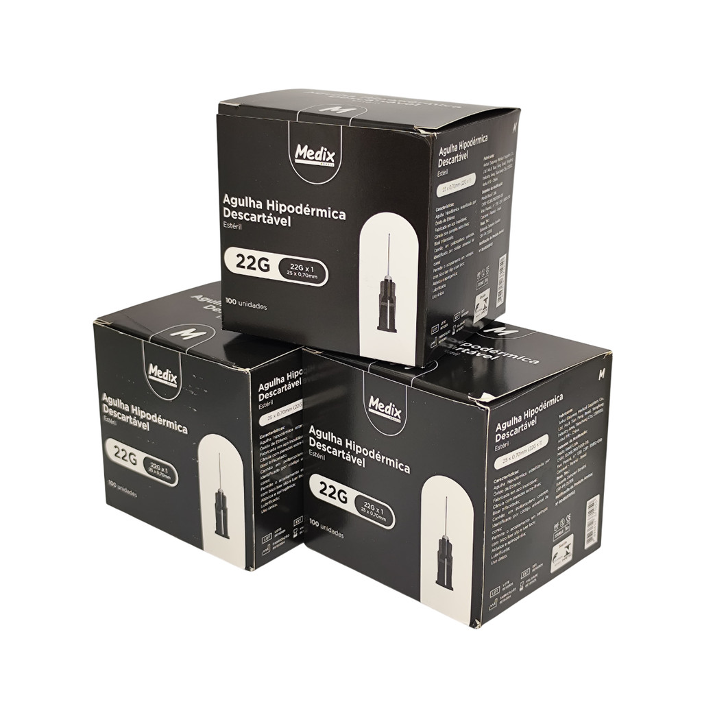 Agulha Hipodérmica Medix 25x0,70mm - Kit 300 unidades