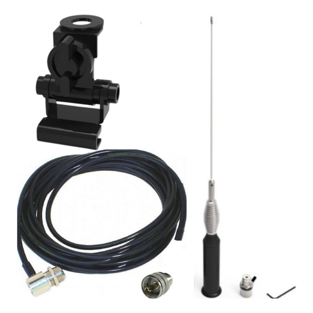Antena Móvel 5db 2m 5/8 Onda Suporte Calha Cabo Coaxial  5m