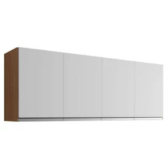 Armário Aéreo Para Cozinha Andréia 4 Portas 160cm Amêndoa Branco - Ajl