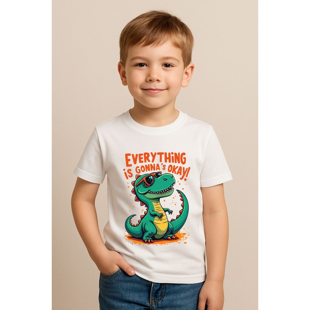Camiseta Infantil Dinossauro Roupa Menino Camisa Estampada Algodão Confortável Dino Estiloso