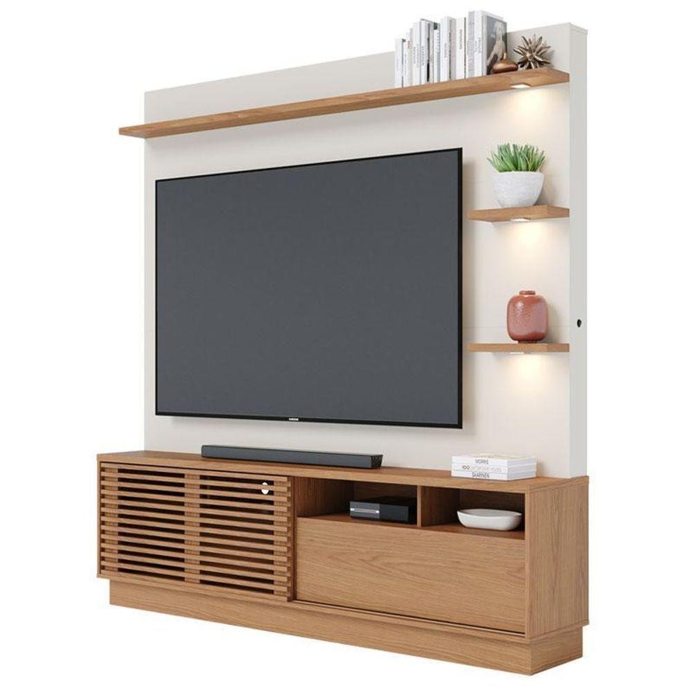 Estante Home Theater Campeche Freijó Off White Matte Colibri