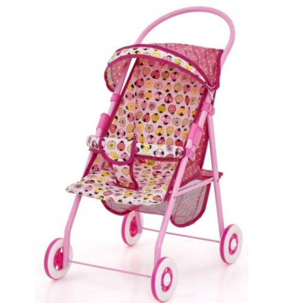 Brinquedo de Menina Carrinho de Passeio Para Boneca Elise Luxo Rosa Infantil