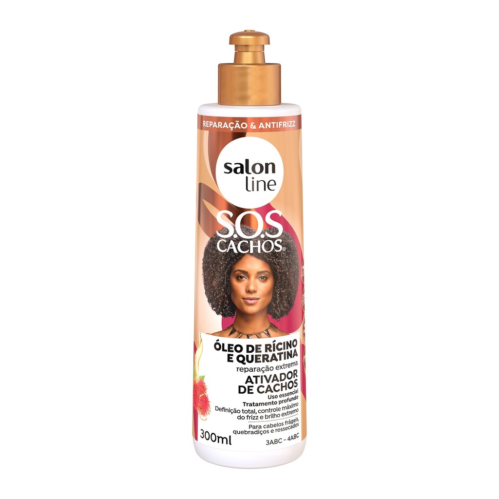 Ativador de Cachos SOS Cachos Rícino e Queratina Salon Line 300ml - Beauty