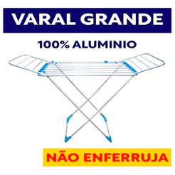 Varal Para Roupas De Chão 100% Alumínio Grande Reforçado Com Abas Dobrável Retrátil Resistente Aço