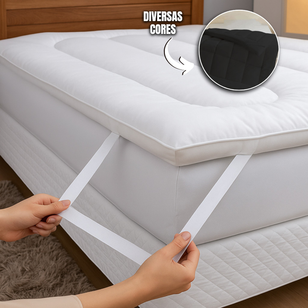 Pillow Top Micropercal 400 Fios Solteiro Casal Queen King Fibra Siliconada Elástico Toque Aveludado Conforto Cama Macia em Oferta na Shopee