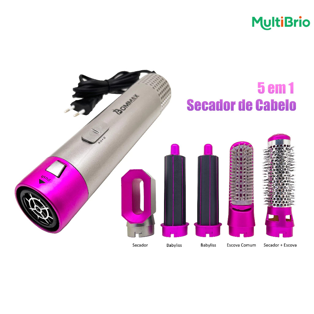 5 em 1 Secador de Cabelo Multifuncional Escova Alisadora 110V Profissional