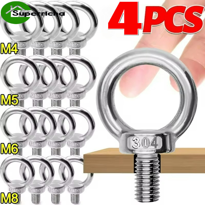 Conjunto De Parafusos De Olhal De Aço Inoxidável 304 Certificados Pela ISO-Nível Marinho M4/M5/M6/M8 Com Roscas Lisas Pa