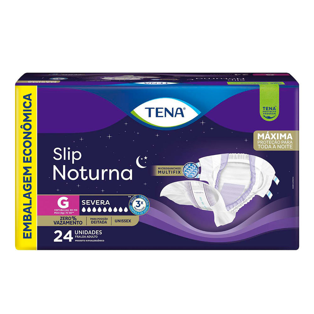 Fralda Geriátrica Tena Slip Noturno G 24 Unidades Descartáveis - Health