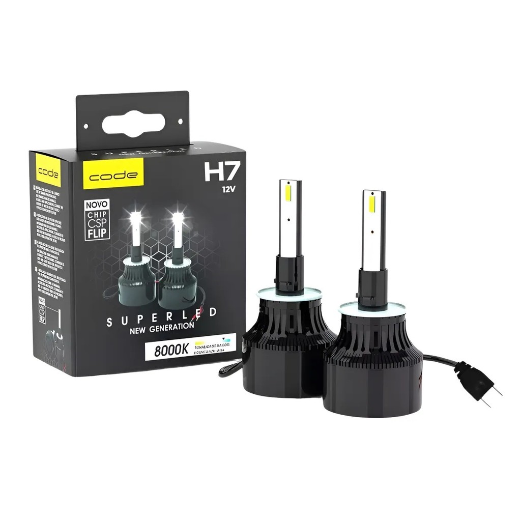 Kit Lâmpada Super Led 8000k 12v Csp H7 Code