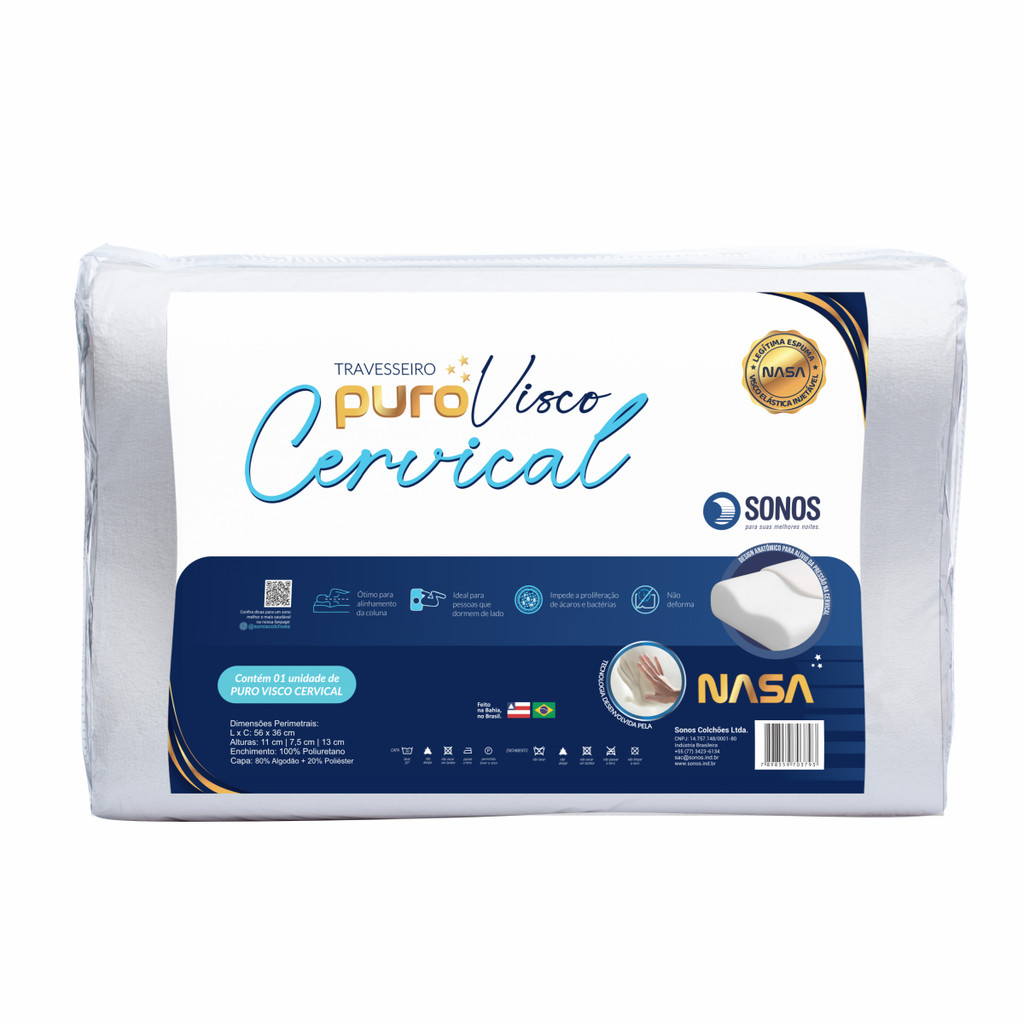 Travesseiro Sonos Puro Visco Nasa Cervical Com 3 Alturas em Oferta na Shopee