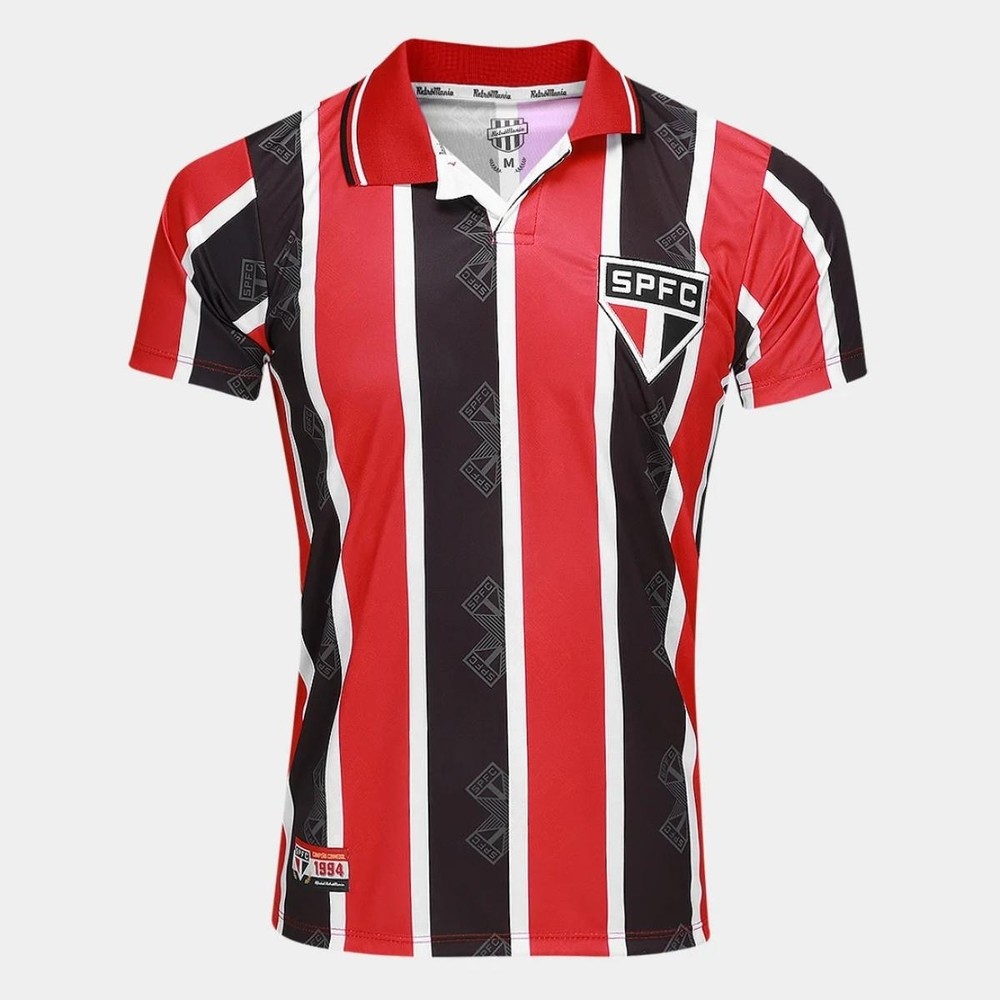Camiseta São Paulo RetrôMania 1994 Listrada Masculina - Vermelho e Preto em Oferta na Shopee