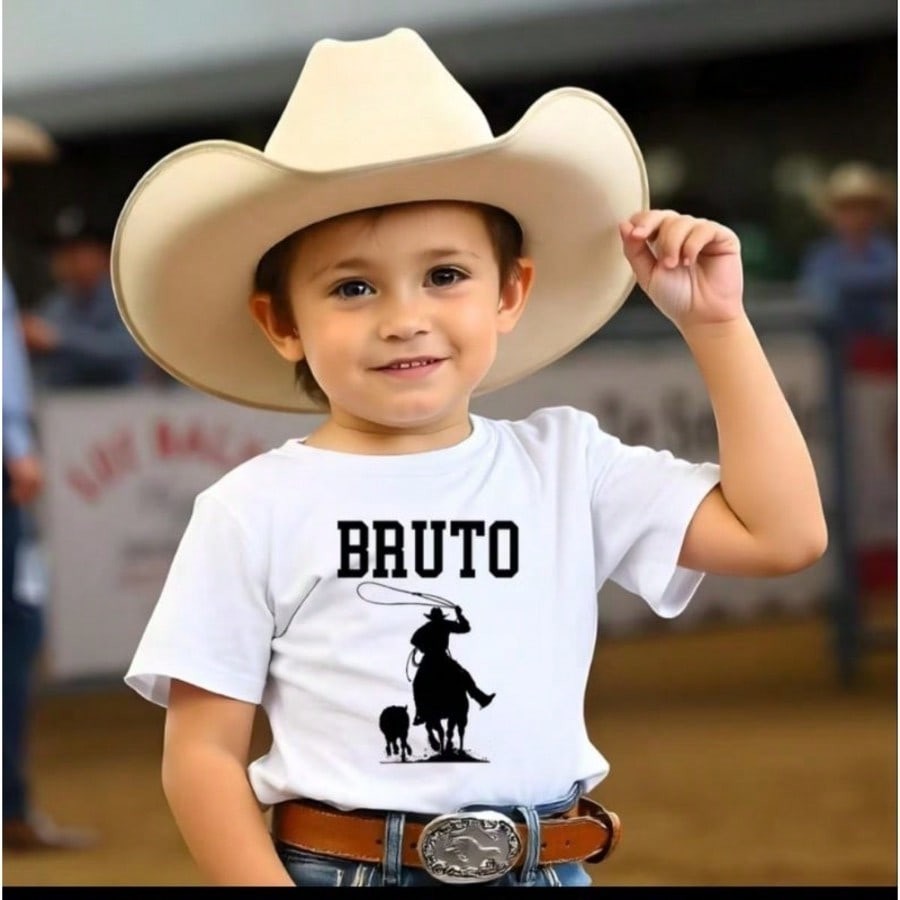 Camiseta Masculina Country Infantil BRUTO Pecuária Cavalgada Cavalo Roça