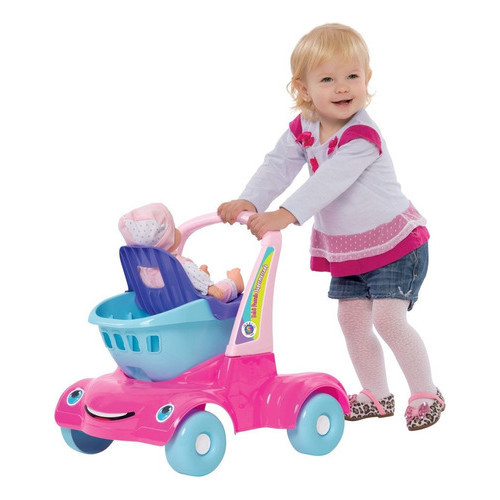 Carrinho De Boneca Multiuso Passeio Rosa + Brinde