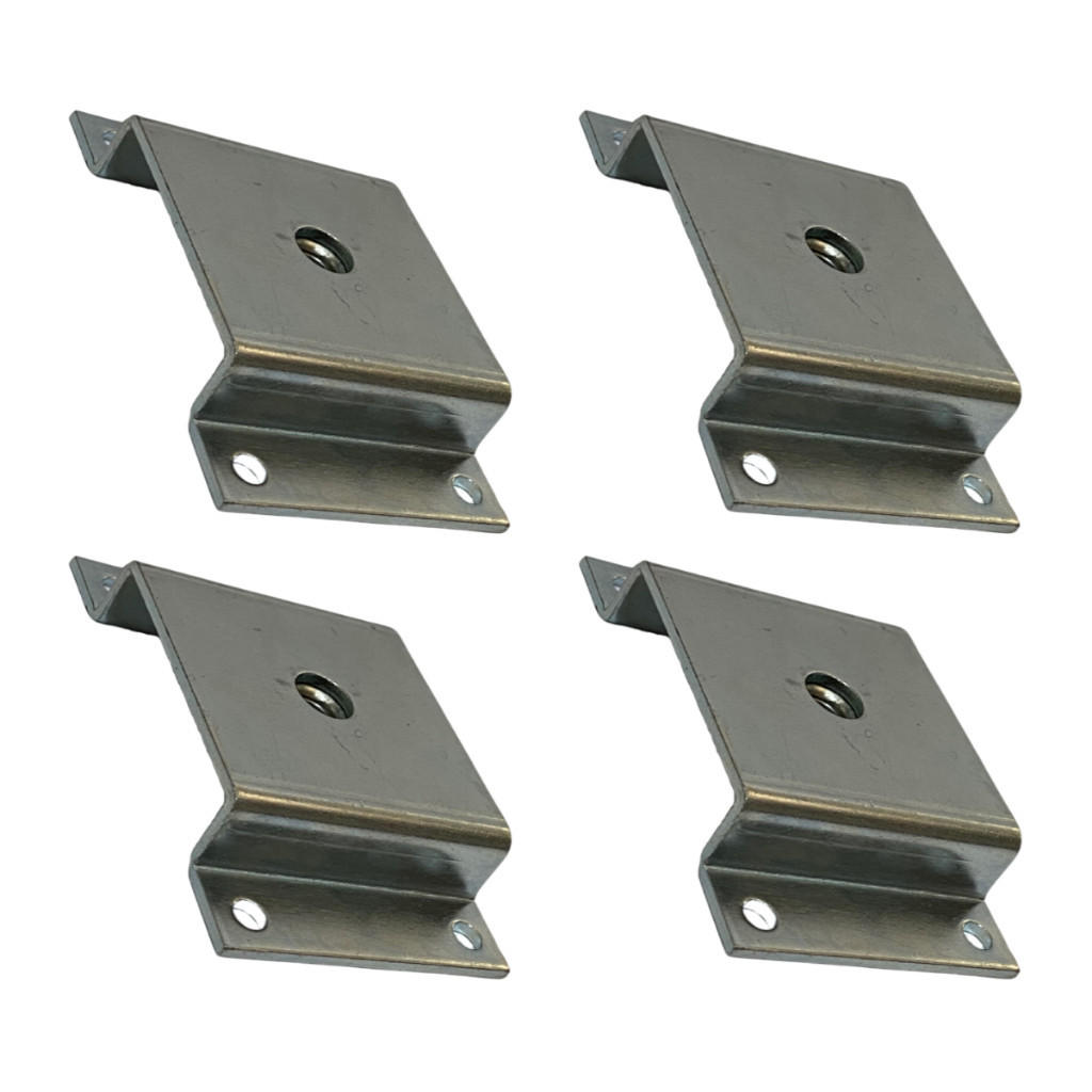 Kit 4 Chapinhas Chapa Reta Fixação Base Metal De Aço Pé Móveis Mesas