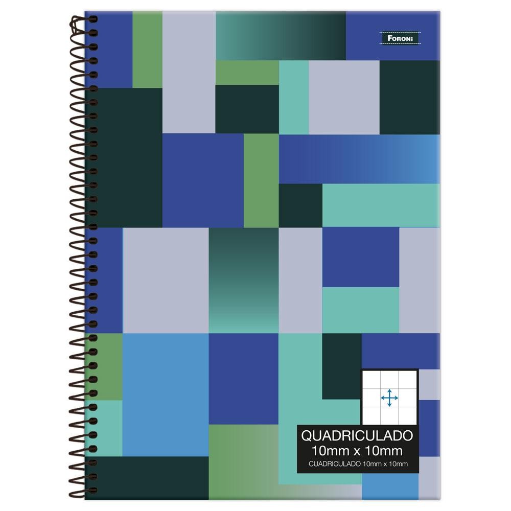 Caderno Universitário 20x27,5cm (Grande) 1 Matéria 80 Folhas Quadriculado 1x1cm Azul Foroni