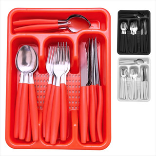 Talheres 24 Pecas Em Aco Inox Com Organizador Plastico em Oferta na Shopee