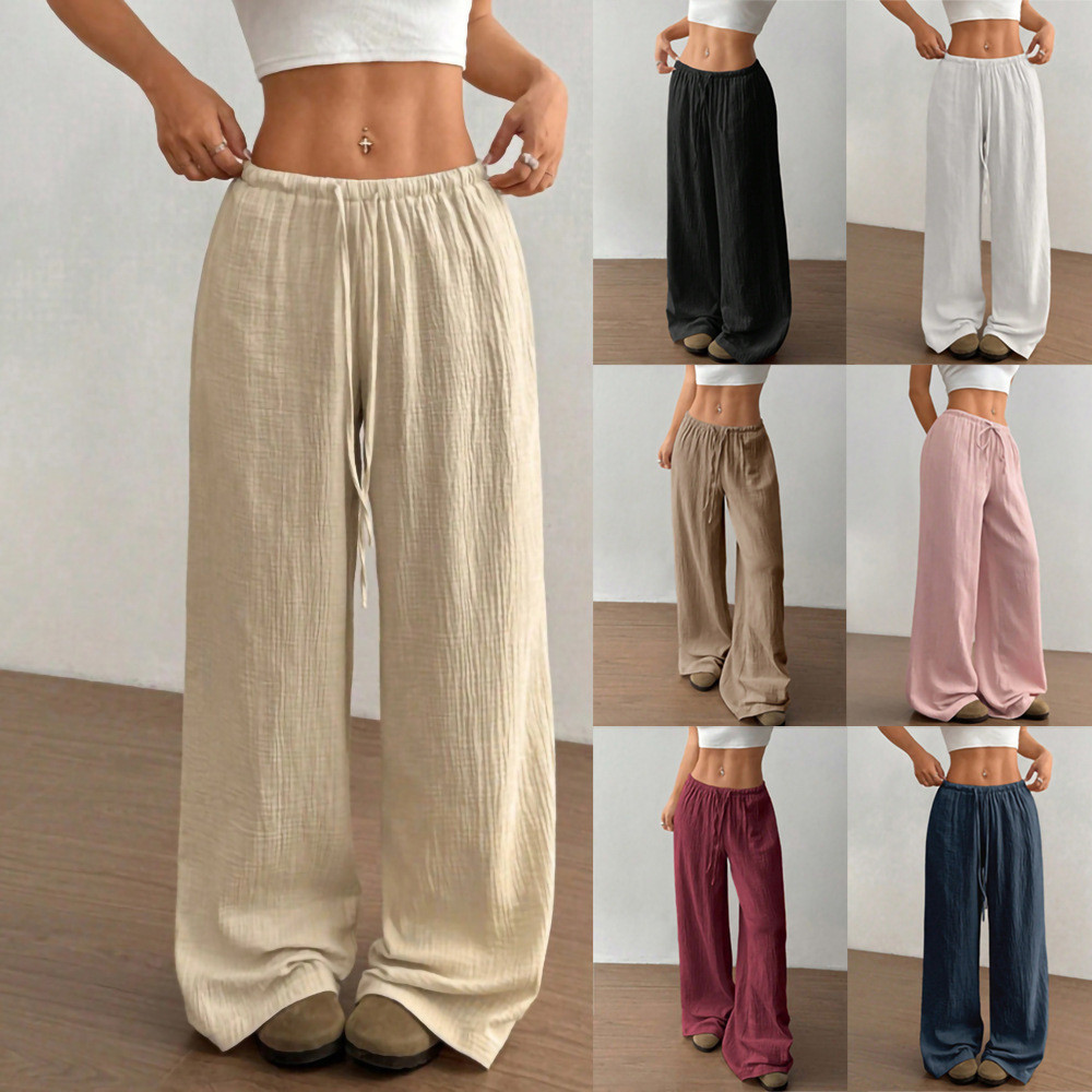 "Algodão e linho❗❗Moda vestido feminino Calça feminina de cor sólida Solta e versátil Calças de algodão femininas