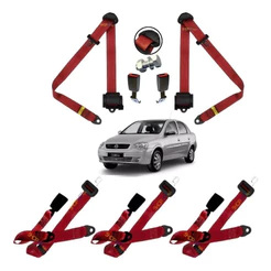 Kit Vermelho Cinto De Segurança Gm Celta Corsa Todos Bancos.