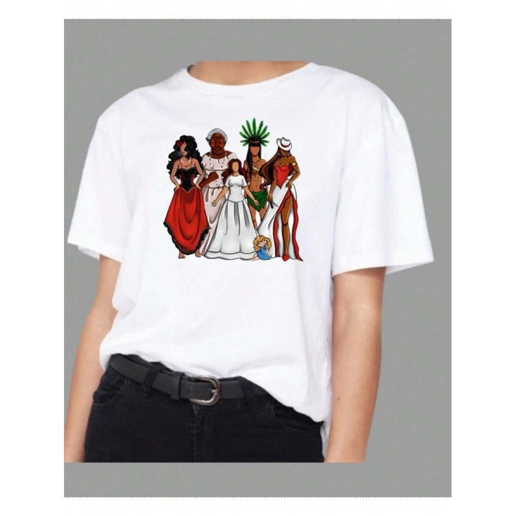 Bonito Camiseta 100%Algodão 3Marias Entidades Pombagira Preta Velha Cabocla Malandra Umbanda Envio Imediato