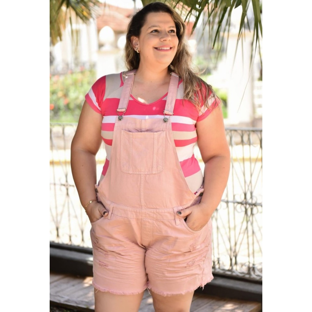 MACAQUINHO ROSA DESFIADO PLUS SIZE ATÉ 54 CAMBOS