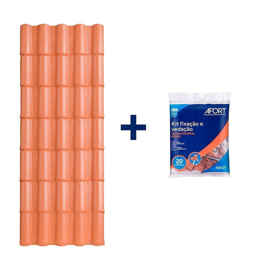 Kit com 5 Telhas de Pvc Colonial 5 Ondas 2,30 X 0,86 X 2.0 Mm com 4 Kit Fixação e Vedação afort  Marrom em Oferta na Shopee