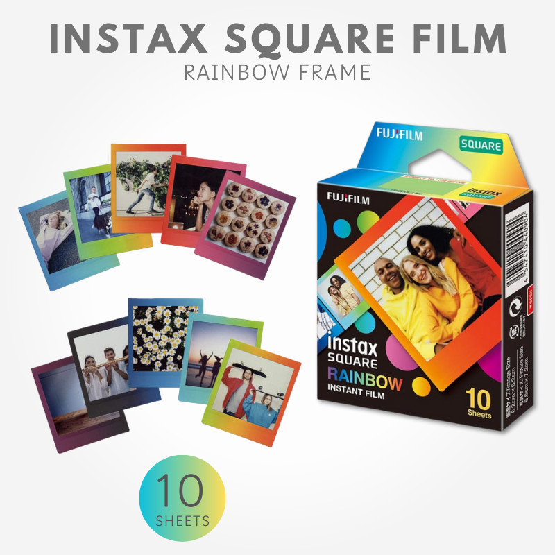 Fujifilm Instax Square Rainbow Frame Film, 10 Sheets, INS SQ RAINBOW WW1