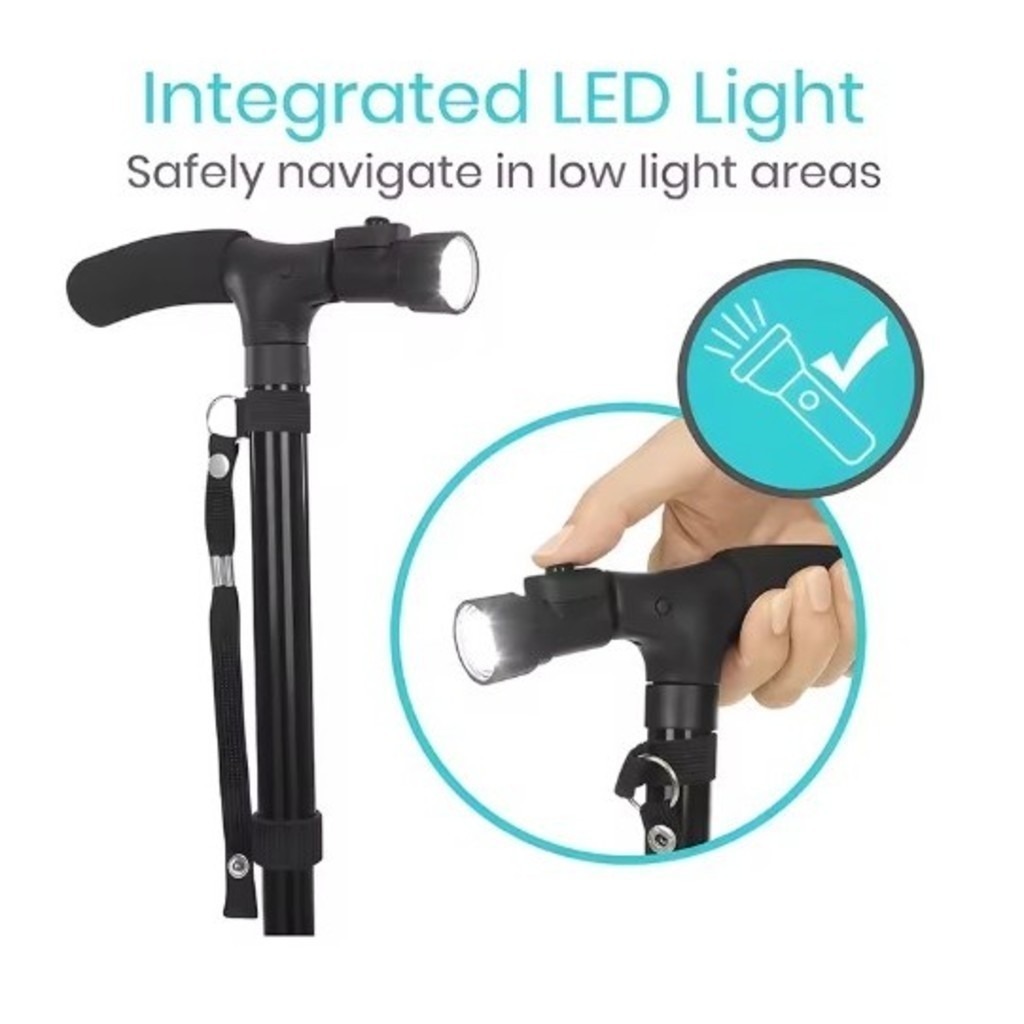 Bengala Muleta Dobrável com Luz Led Ajustável Leve E Antiderrapante — imagem 2 de 2