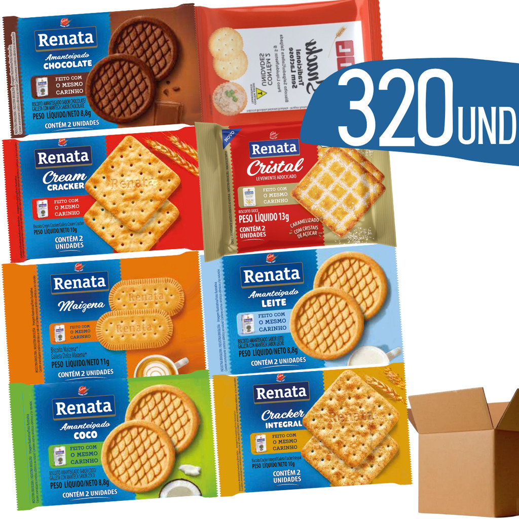 Kit 320 Biscoito Sache Renata Todos Sabores Bolachas Sotidas em Oferta na Shopee