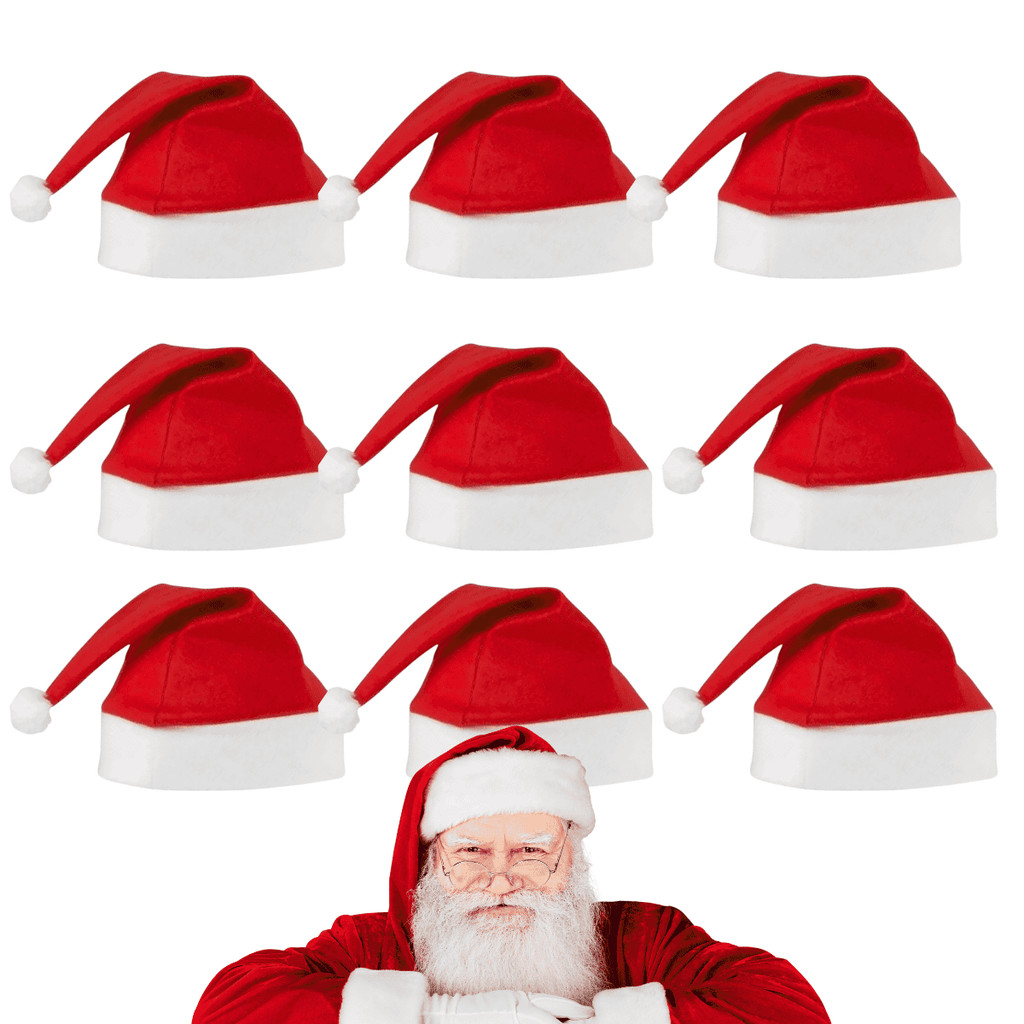 Kit 10/20/30 Gorro Touca de Natal Feltro Papai Noel - Decoração Festiva Luxuosa para Natal