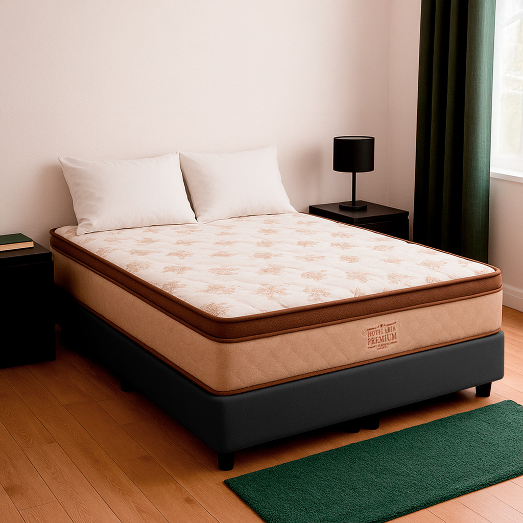Cama Box Casal Cinza e Colchão Four Season Molas Vstore