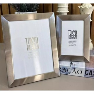 Kit 2 Porta Retrato em Aço Inox Luxo Prata ou dourado em Oferta na Shopee