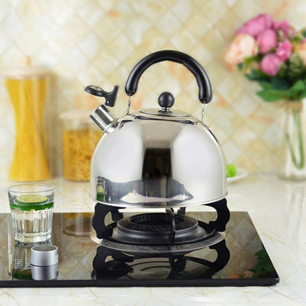 Chaleira Em Aço Inox Com Tampa Apito e Alça Térmica 2 Litros café Chá Bebidas Fogão