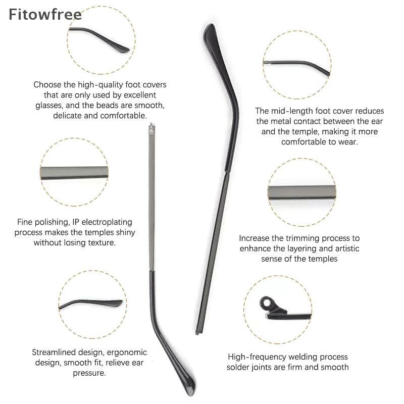 FITOW 1Pair Óculos De Sol Anti-Derrapante Ferramenta De Reparo Universal Acessórios De Substituição Perna Armação Metal FE