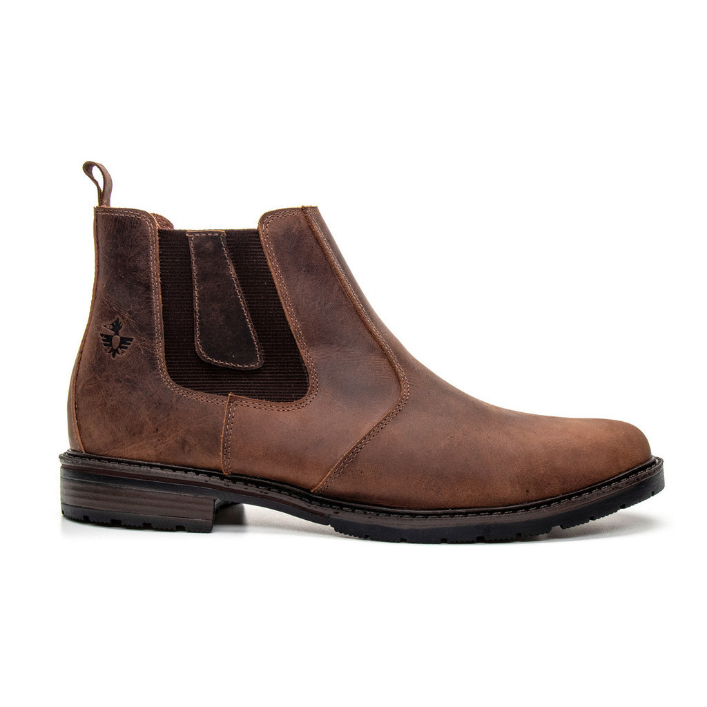 Botina Chelsea Masculina Bota Coturno De Couro Legítimo Macia Reforçada Solado Costurado em Oferta na Shopee