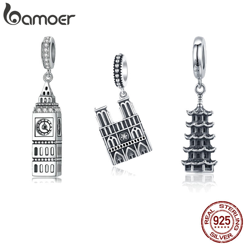 Bamoer 925 Sterling Silver Charms Famosos Edifícios Série Pingente Acessórios De Moda Aniversário SCC868 em Oferta na Shopee